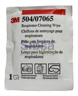 3M® Toallitas para limpieza de respiradores, sin alcohol, 504