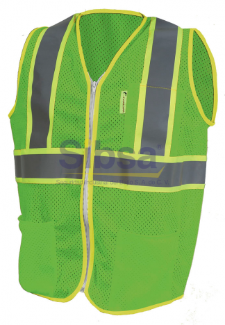 CHAL-JYR-SR-1210VCRL CHALECO UNITALLA VERDE TELA JERSEY DE ALTA VISIBILIDAD CON REFLEJANTE TEXTIL JYRSA