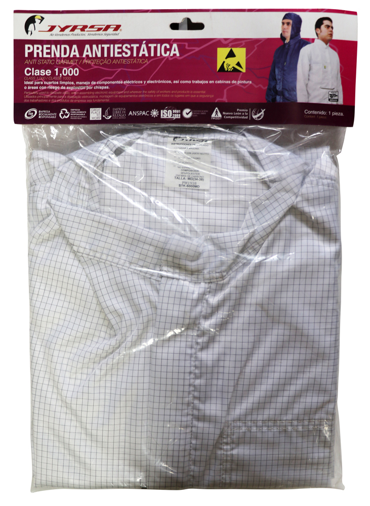 UNIF-STK-6000-BL-L OVEROL ANTIESTATICO BLANCO JYRSA - Imagen 4